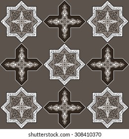Floral abstract seamless pattern from decorative ethnic ornament elements .  Persian (Iranian) or Moroccan (Morocco) texture (background) for packing, textile, interior, web design.