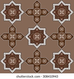 Floral abstract seamless pattern from decorative ethnic ornament elements .  Persian (Iranian) or Moroccan (Morocco) texture (background) for packing, textile, interior, web design.