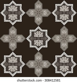 Floral abstract seamless pattern from decorative ethnic ornament elements .  Persian (Iranian) or Moroccan (Morocco) texture (background) for packing, textile, interior, web design.
