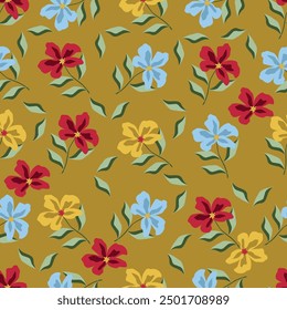 Floral abstract seamless pattern drawn delicate bouquets of roses with herbs. Beautiful print for decoration of textiles and design. Flower background. Art drawing for surface