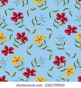 Floral abstract seamless pattern drawn delicate bouquets of roses with herbs. Beautiful print for decoration of textiles and design. Flower background. Art drawing for surface