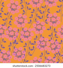 Floral abstract seamless pattern drawn delicate bouquets of roses with herbs. Beautiful print for decoration of textiles and design. Flower background. Art drawing for surface.