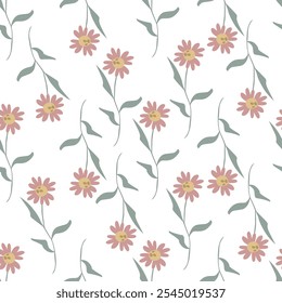 Floral abstract seamless pattern drawn delicate bouquets of roses with herbs. Beautiful print for decoration of textiles and design. Flower background. Art drawing for surface