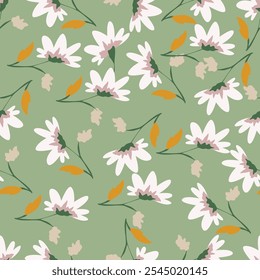 Floral abstract seamless pattern drawn delicate bouquets of roses with herbs. Beautiful print for decoration of textiles and design. Flower background. Art drawing for surface