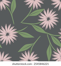 Floral abstract seamless pattern drawn delicate bouquets of roses with herbs. Beautiful print for decoration of textiles and design. Flower background. Art drawing for surface