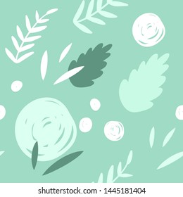 Floral abstract seamless pattern. Hand drawn, Doodle style plants for packaging, textiles and other designs.

