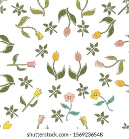 Floral Abstract Seamless Pattern. Modern Digital Design. Modern Fashion Scandinavian Style. Contemporary Colors and Design.