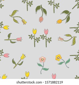  Floral Abstract Seamless Pattern. Modern Digital Design. Modern Fashion Scandinavian Style. Contemporary Colors and Design.