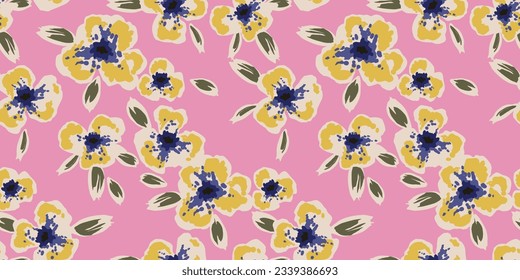 Floral abstract seamless pattern.  Retro flowers. Vintage style.Vector design for paper, cover, fabric, interior decor and other use
