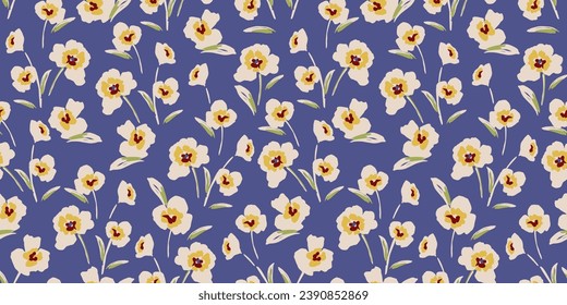 Floral abstract seamless pattern. Retro flowers. Vintage style. Vector design for paper, cover, fabric, interior decor and other use