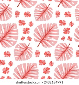 Florales abstraktes nahtloses Muster. In: Tropical Botanical Composition. Moderner trendiger Matisse minimalistischer Stil. Blumenhintergrund. 