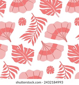 Floral abstract seamless pattern. Tropical Botanical composition. Modern trendy Matisse minimal style. Floral background. 