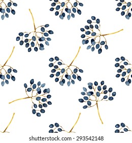 Floral abstract seamless pattern with twigs. Vector illustration