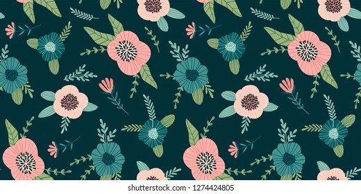 Floral abstract seamless pattern. Vector design for paper, cover, fabric, interior decor and other users