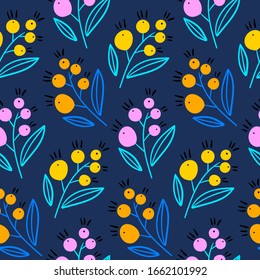 Floral abstract seamless pattern. Vector design for paper, cover, fabric, interior decor and other users. Floral bouquet vector pattern with small flowers and leaves.