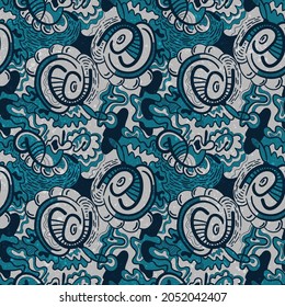 Floral abstract seamless pattern. Vector hand drawn unique artwork