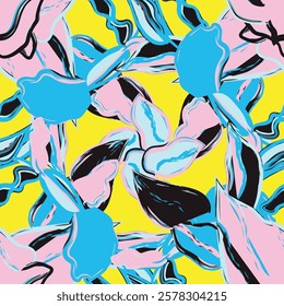 Floral abstract seamless pattern. Vector design for different surfases. Vector illustration