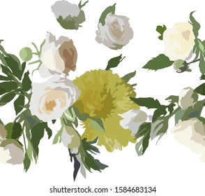Floral abstract seamless pattern wiht roses. Vector design for paper, cover, fabric, interior decor and other users
