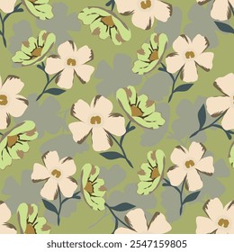Floral abstract seamless patterns. Vector design for different surfases.
