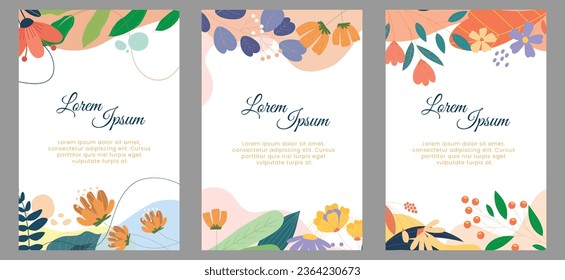 Floral abstract universal art templates, Suitable for birthday, wedding, thanksgiving and party invitation, poster, banner, email header, post in social networks, advertising