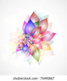 Floral abstract vector background with colorful  leaves