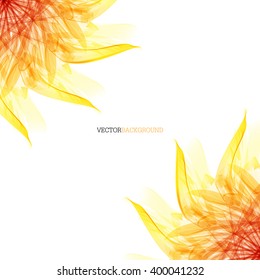 Floral abstract vector background. orange and red sunflower