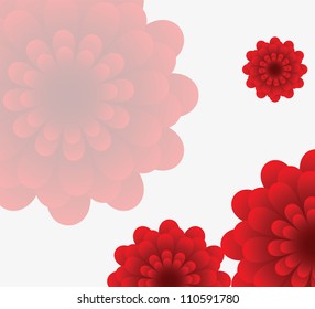 Floral abstract vector background with red flower