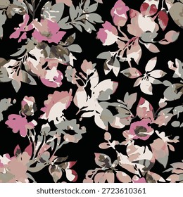 Projeto vetorial abstrato floral, arranjo com flor de tamanho pequeno, padrão completo com ilustração de cor vermelha e verde, impressão de imagem digital e fundo