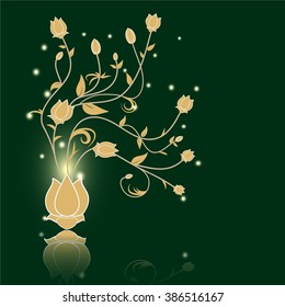 Floral abstract vector green background illustration