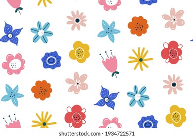 Floral abstract. Vector illustration of a seamless floral pattern for Wedding, anniversary, birthday and party. Banner, poster, card, invitation and scrapbook. Flowers texture in Scandinavian style.