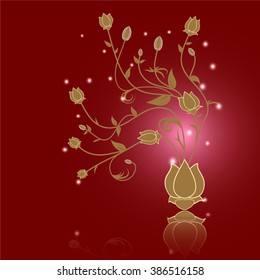 Floral abstract vector red background illustration