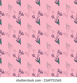 Floral abstract vector repeat pattern on pink background