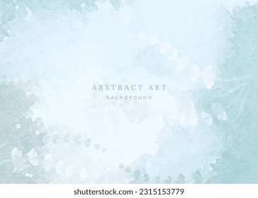 Floral abstract watercolor background for wedding invitation, postcard, wall art. Artistic banner in light blue