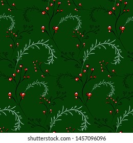 Floral abstract winter seamless pattern.Christmas tree background.