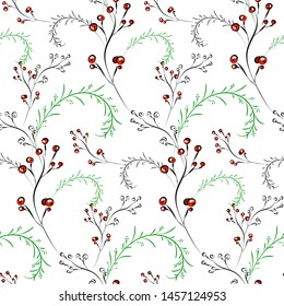 Floral abstract winter seamless pattern.Christmas tree background.