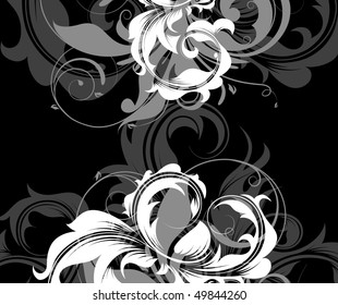 Floral abstraction in black and white colors  for design.