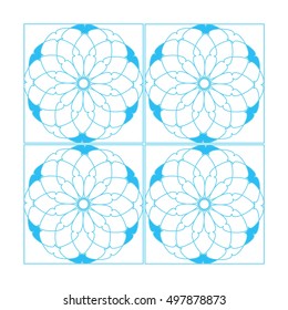 floral abstraction with blue tile contour