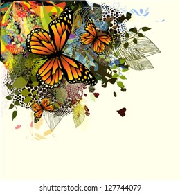 Floral abstraction with butterflies