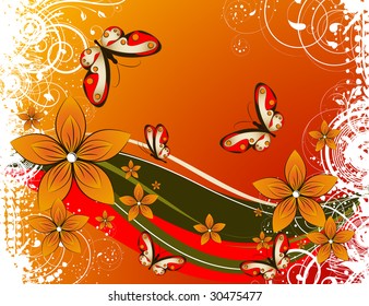 Floral abstraction with butterflies for design