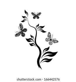 Floral abstraction with butterflies. Vector