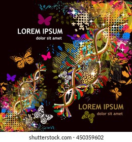 Floral abstraction with butterflies. Vector