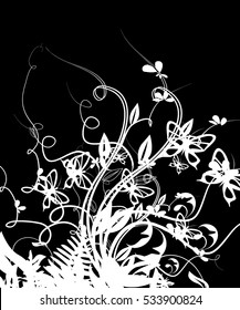 floral abstraction with butterflies. Vector
