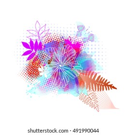floral abstraction with butterfly. Vector
