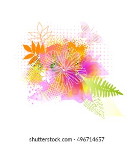 floral abstraction with butterfly. Vector