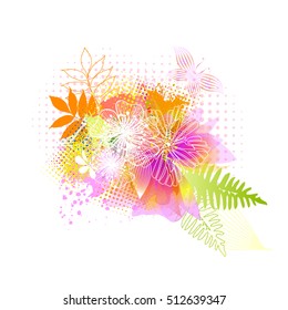 floral abstraction with butterfly. Vector