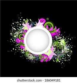 Floral abstraction with circles and frame. Vector