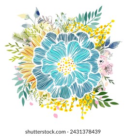 Floral abstraction. hand drawn. Not AI . Vector illustration