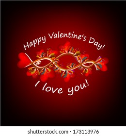 Floral abstraction with hearts. Happy Valentine's Day!. Vector . vector