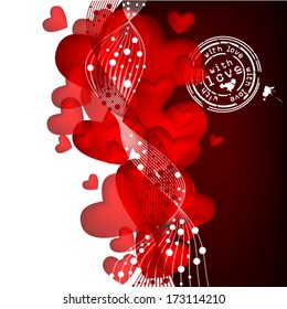 Floral abstraction with hearts. Happy Valentine's Day. vector