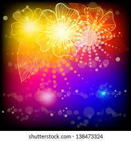 Floral abstraction for multi-colored shining background
